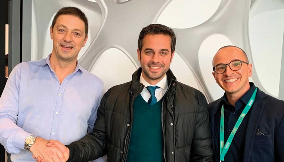 De izquierda a derecha, Adrin Jimnez, Country Manager de 3DZ Spain, Manuel Fernndez (hijo), Product Manager de Ferrotall y Alberto Ferlin...