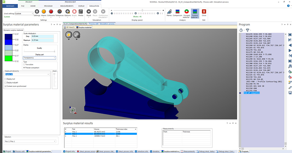 A verso 2021 do software Hexagon NCSIMUL Digital Twin tem um novo modo de comparao que deteta o material em excesso
