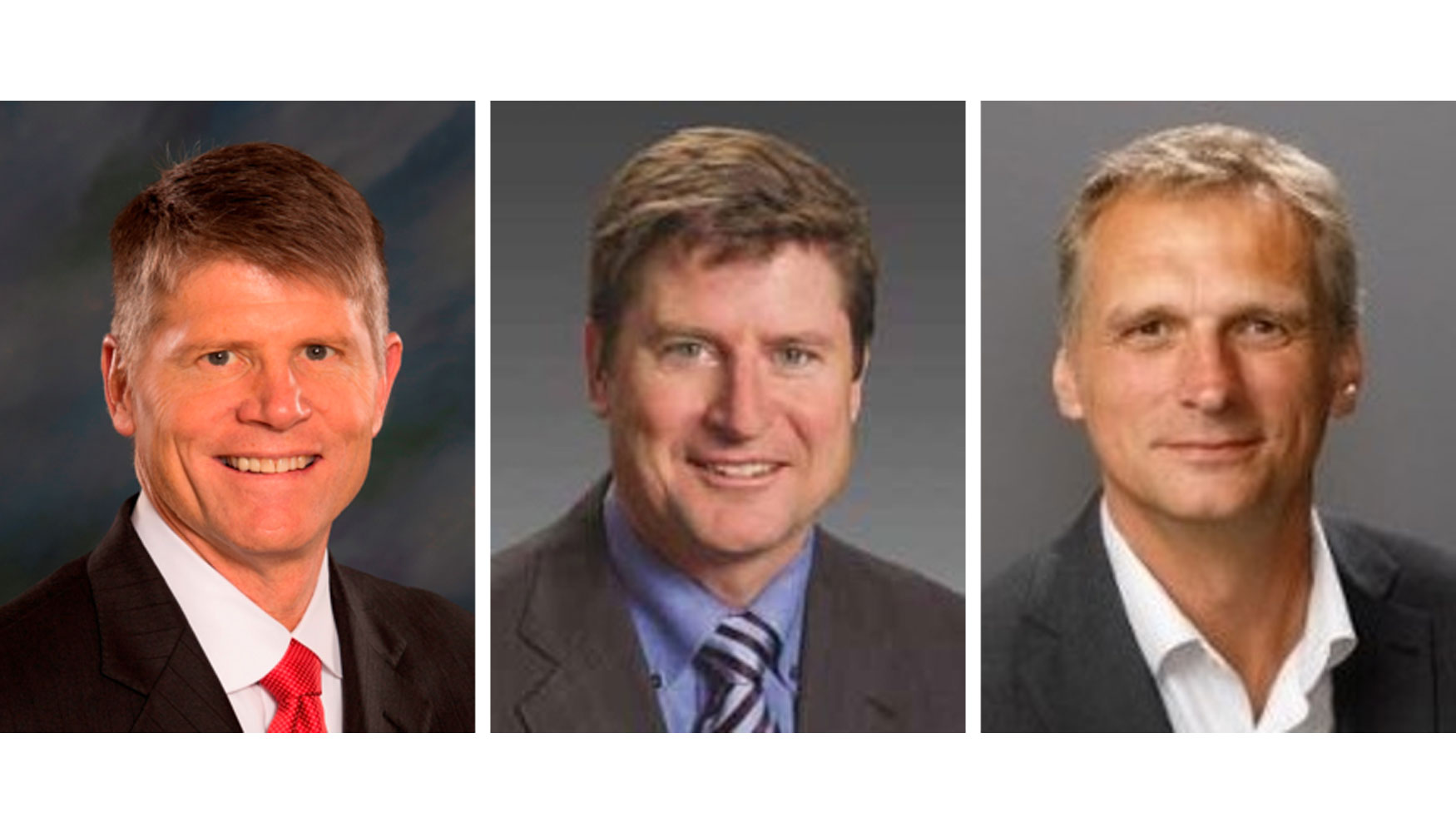 De izquierda a derecha: John L. Garrison, Jr., presidente y director ejecutivo de Terex Corporation, Matt Fearon, actual presidente de AWP, y Simon A...