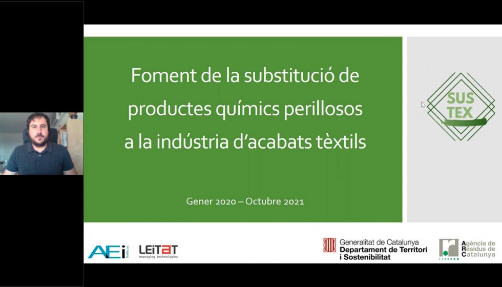 Josep Casamada, project manager de la AEI Txtils, presentando el proyecto Sustex