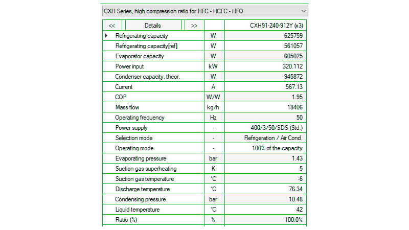 Tabla 1. Caractersticas tcnicas compresor CXH-91-240-912Y