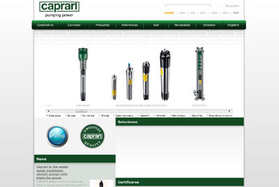 Aspecto de la nueva web de Caprari