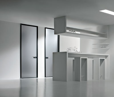 Titian Rubini created minimalist, elegant, doors where transparency and comfort are the key notes