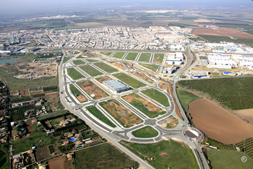 Vista area de las nuevas promociones industriales situadas en Camo III (Sant Jos de la Rinconada)...