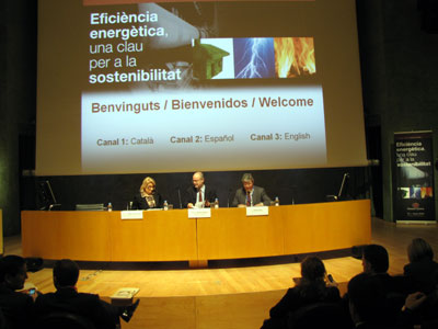 Maria Teresa Costa, Antoni Castells y Antoni Crous en la inauguracin del V Seminario Tcnico de Ciment Catal