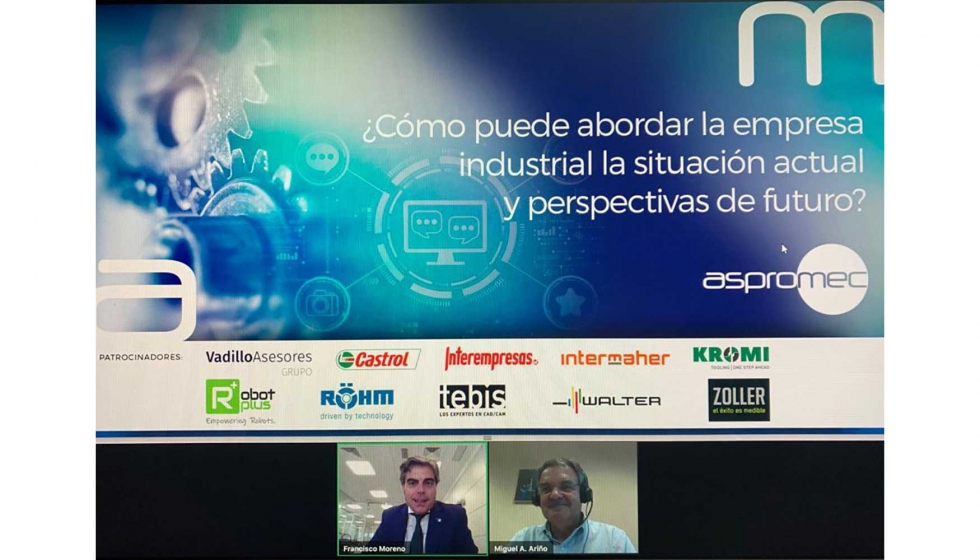 Imagen del webinar de Aspromec con la participacin de Francisco Moreno Gil, presidente de la asociacin, y Miguel ngel Ario...