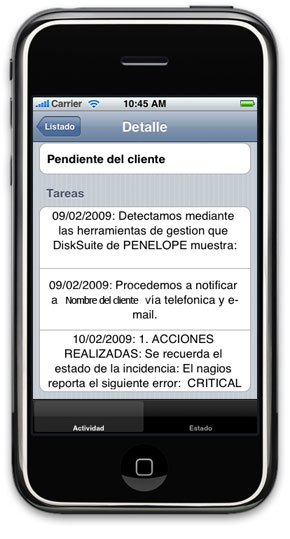 Aplicacin de cuadro de mando creada por Unitronics para Iphone