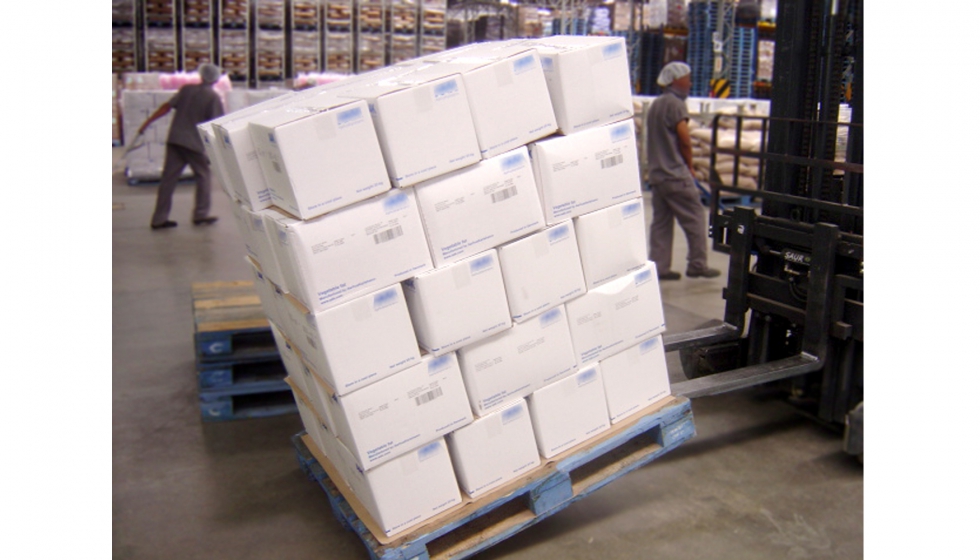 Imagen de una carga que incluye los intercaladores antideslizantes desarrollados por Safe Pallet