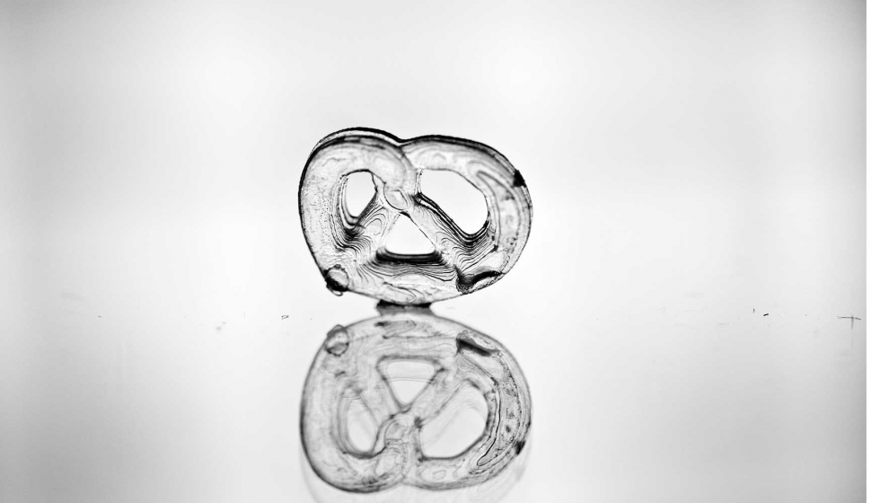 Brezel impreso en 3D con Glassomer. Foto: Glassomer