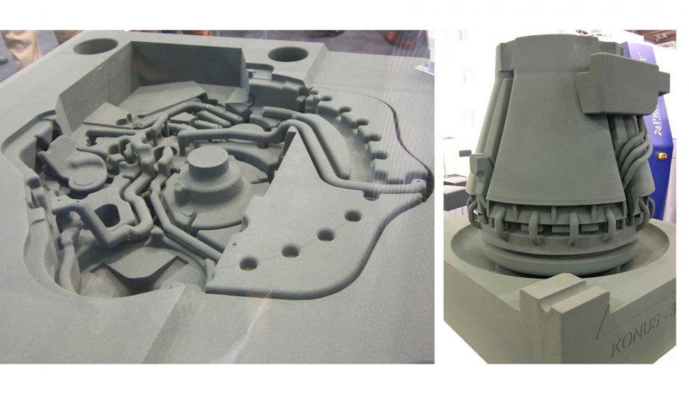 Molde y pieza realizados con impresora 3D de arena. Foto: Leitat