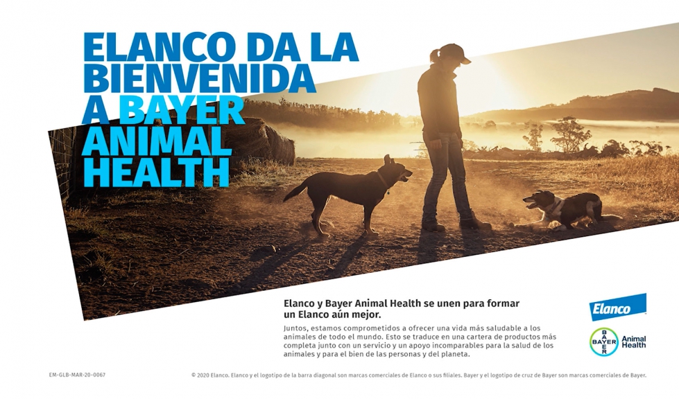 Imagen de la campaa promocional de la adquisicin de Bayer Animal Health por parte de Elanco