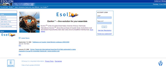 Esolion, plataforma de venta on-line creada por Solvay Chemicals International a principios de 2008
