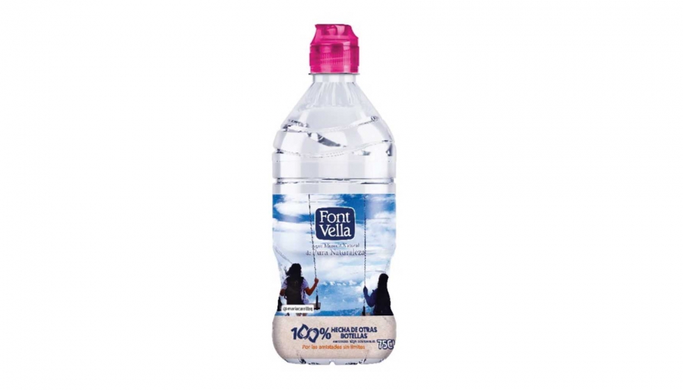 Botella de agua mineral natural 50cl hecha con plástico 100% reciclado y  reciclable