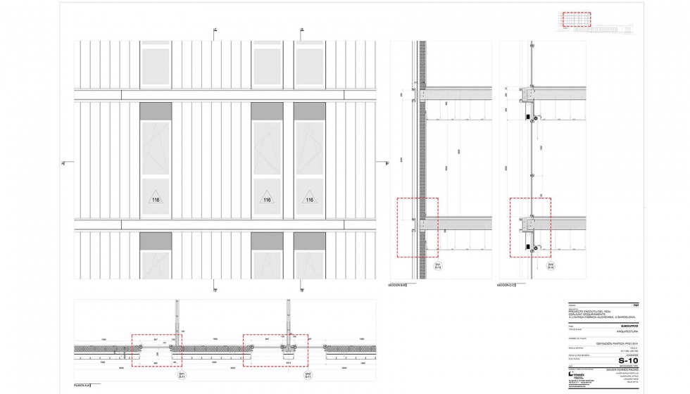 Planos de detalle de la fachada de la residencia para mayores. Imagen: Oliveras Boix Arquitectes