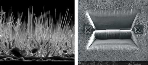 Nanohilos de ZrO y muestra de acero galvanizado