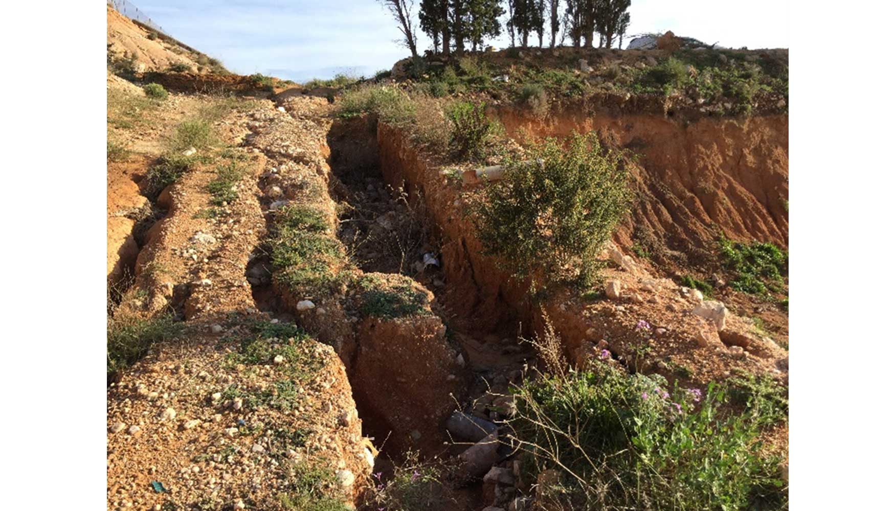 Ejemplo de erosin en relleno antrpico en Murcia