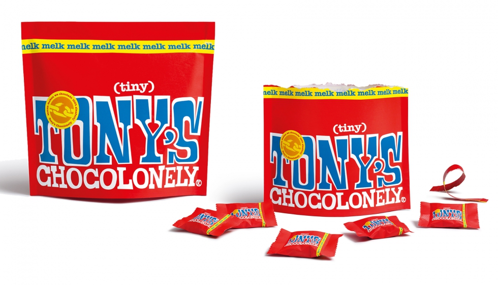 El fabricante de chocolate neerlands Tony's Chocolonely necesitaba una solucin de papel termosellable para el embalaje secundario de su tipo de...