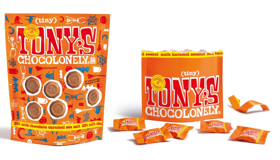 Las primeras bolsas desarrolladas por Tony's Chocolonely se utilizaron por primera vez para la serie de Halloween de Tiny Tony's de Estados Unidos y...