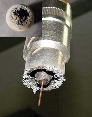 Las salpicaduras y las obstrucciones en los inyectores de soldadura provocan procesos de soldadura inestables...