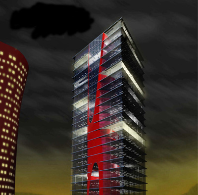 La Torre Realia es un dise�o de Toyo Ito y se ubica en el distrito de negocios Gran Via Sud de Barcelona