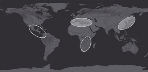 Figure 1: Geographical distribution of the greenhouses in the world