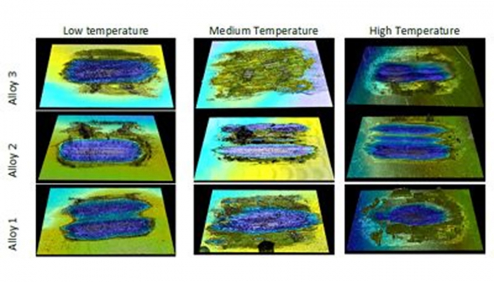 Muestras de desgaste a diferentes temperaturas en algunas aleaciones estudiadas