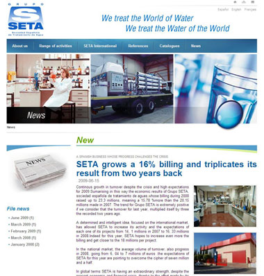Imagen de la nueva web del Grupo Seta