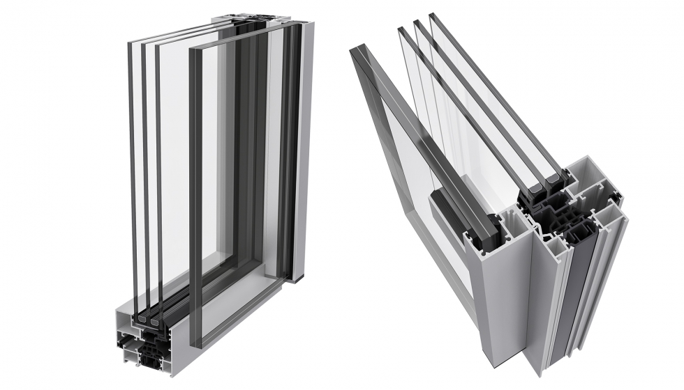Detalles frontal y superior del sistema Glass Rail InFix, de Exlabesa Building Systems