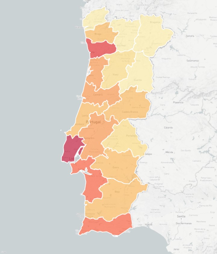 Distribuio dos clientes Cooprnico em Portugal Continental