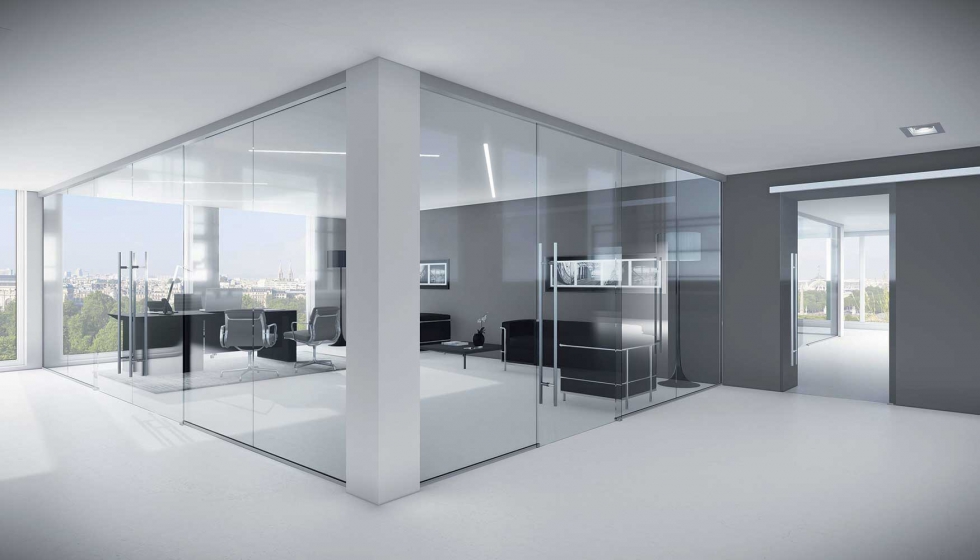 Colcom desarrolla su sistema de herrajes Fluido+ para puertas correderas de vidrio
