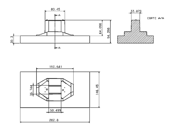 Fig. 7.- Puntos de medida en el inserto macho