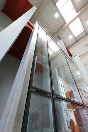Interior del nuevo laboratorio de ensayos de Wicona en Alemania