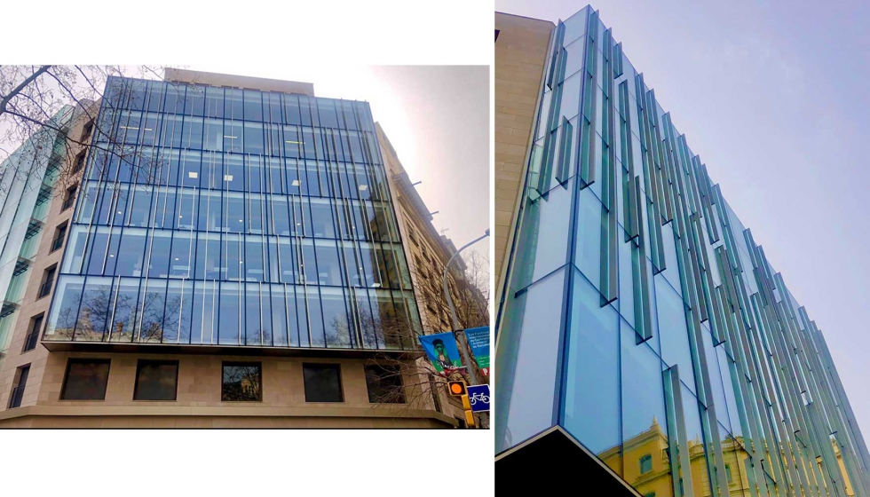 El vidrio laminado de Cerviglas est presente en las fachadas de grandes edificios, como en el caso de la sede de Negre Casoliva...