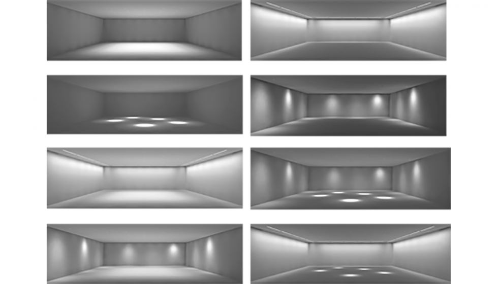 Fig. 5. Diversos tipos de iluminacin en el mismo espacio. IES Light Logic. 2020
