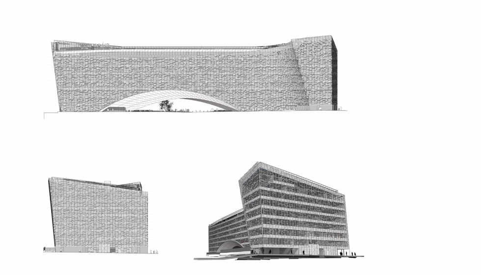 Fachadas del edificio desde sus distintos ngulos. Imagen: Snhetta