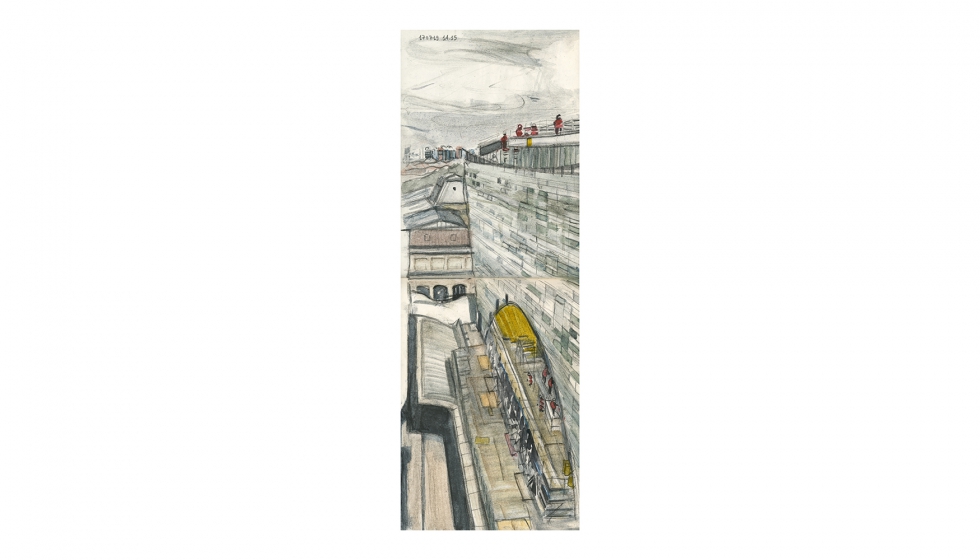 Dibujo que plasma la proximidad del edificio con la Gare d'Austerlitz. Autor: Frederic Chaume