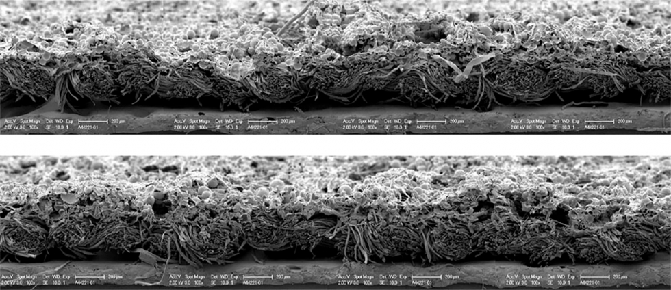 Foto de microscopio electrnico de barrido de un tejido pulverizable. Foto: Fabrican 2017/ www.fabricandltd.com