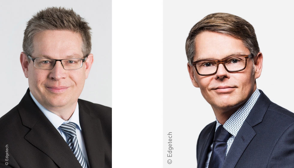 A la izquierda, Joachim Stoss, director general de Edgetech Europe GmbH y vicepresidente de Ventas Internacionales de Quanex; a la derecha...