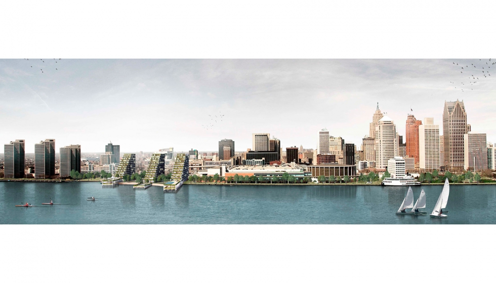 Segundo premio, obra del equipo de arquitectos espaoles Okuma. Detroit Waterfront District. Equipo: Metaa. Francia...