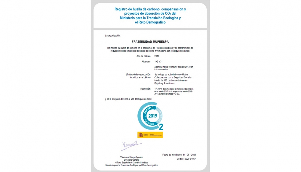 Certificado del Registro Huella de Carbono