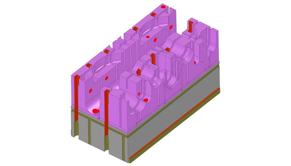 Dibujo CAD en 3D de la geometra final de la pieza