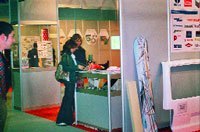 Visitors in a stand at the fair