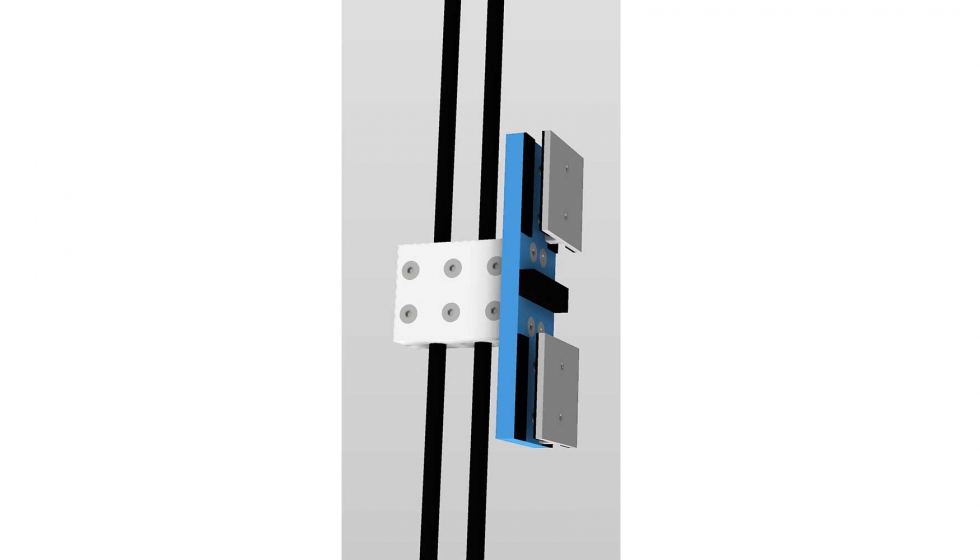 Detalle del anclaje diseado por Tecalum Sistemes para la adaptacin de los mdulos fotovoltaicos a la fachada del edificio Hines de Barcelona...