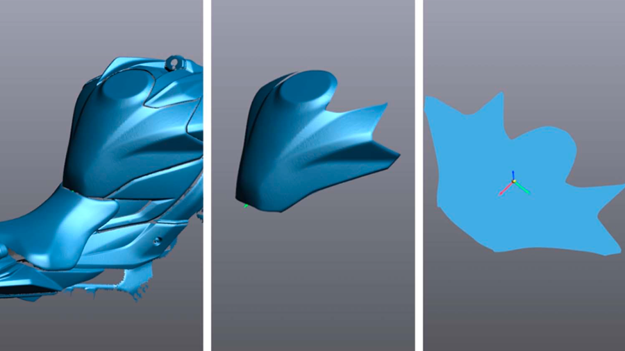 A ferramenta Flatten Mesh atualizada no VXelements 9.0.