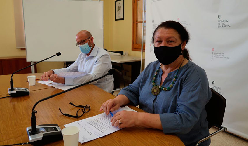 Fernando Fernndez y Mae de la Concha, durante la rueda de prensa que confirmaba el foco del serotipo 4 de la lengua azul en Mallorca...