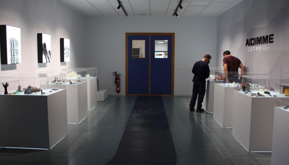 Sala de exposicin de Aidimme de piezas realizada con fabricacin aditiva