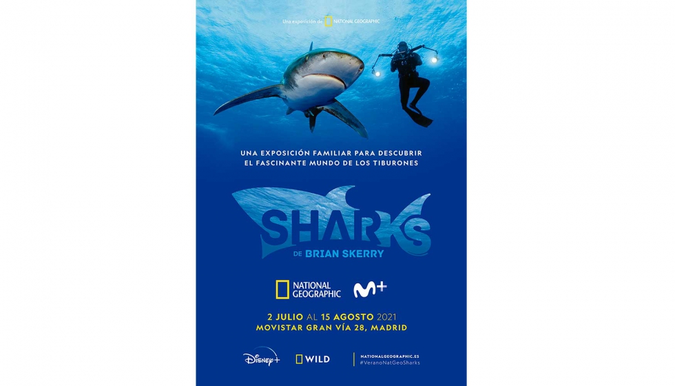 La exposicin Sharks de Brian Skerry se puede visitar desde el pasado 2 de julio y hasta el 15 de agosto en la Flagship de Movistar en la Gran Va...