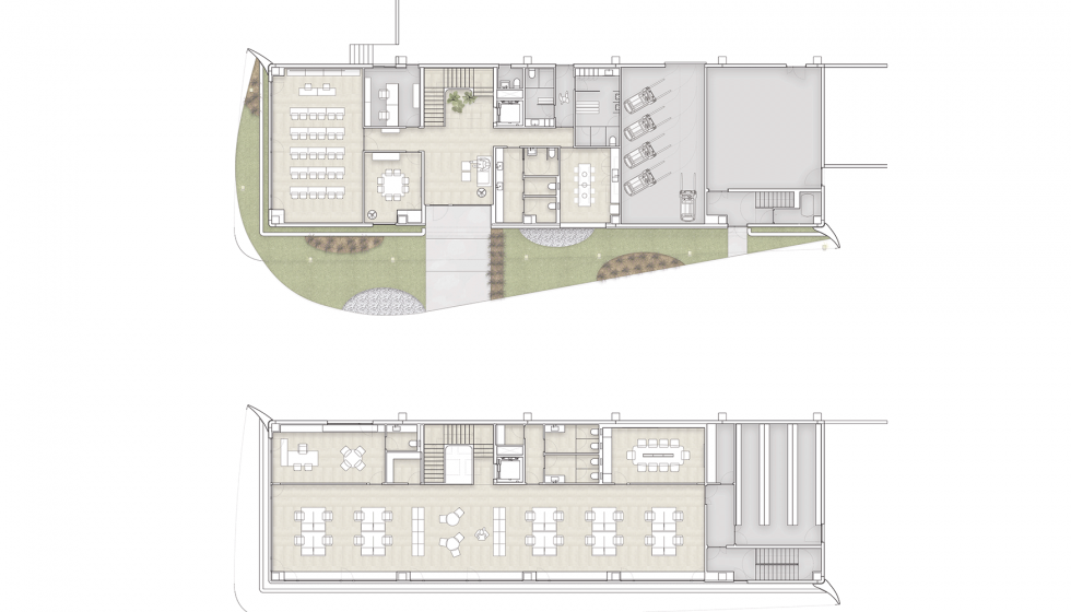 Planta 1 y 2 del edificio de oficinas