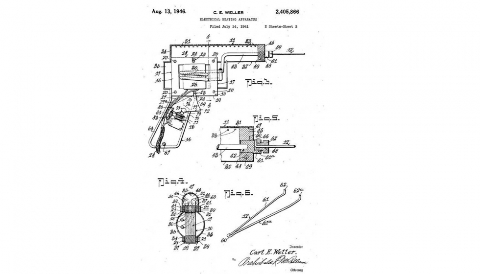 Copia de la patente presentada por Carl E. Weller el 14 de julio de 1941. Se concedi poco ms de cinco aos despus, el 13 de agosto de 1946...