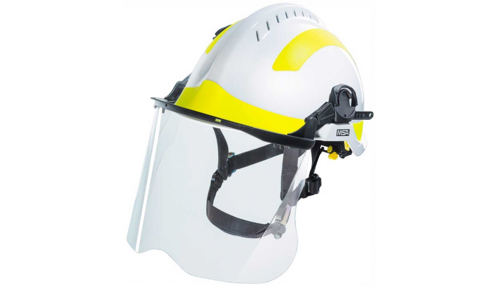Figura 4: Foto de casco conforme a EN 16473, adecuado para rescates tcnicos que incorpora una tpica pantalla adosada